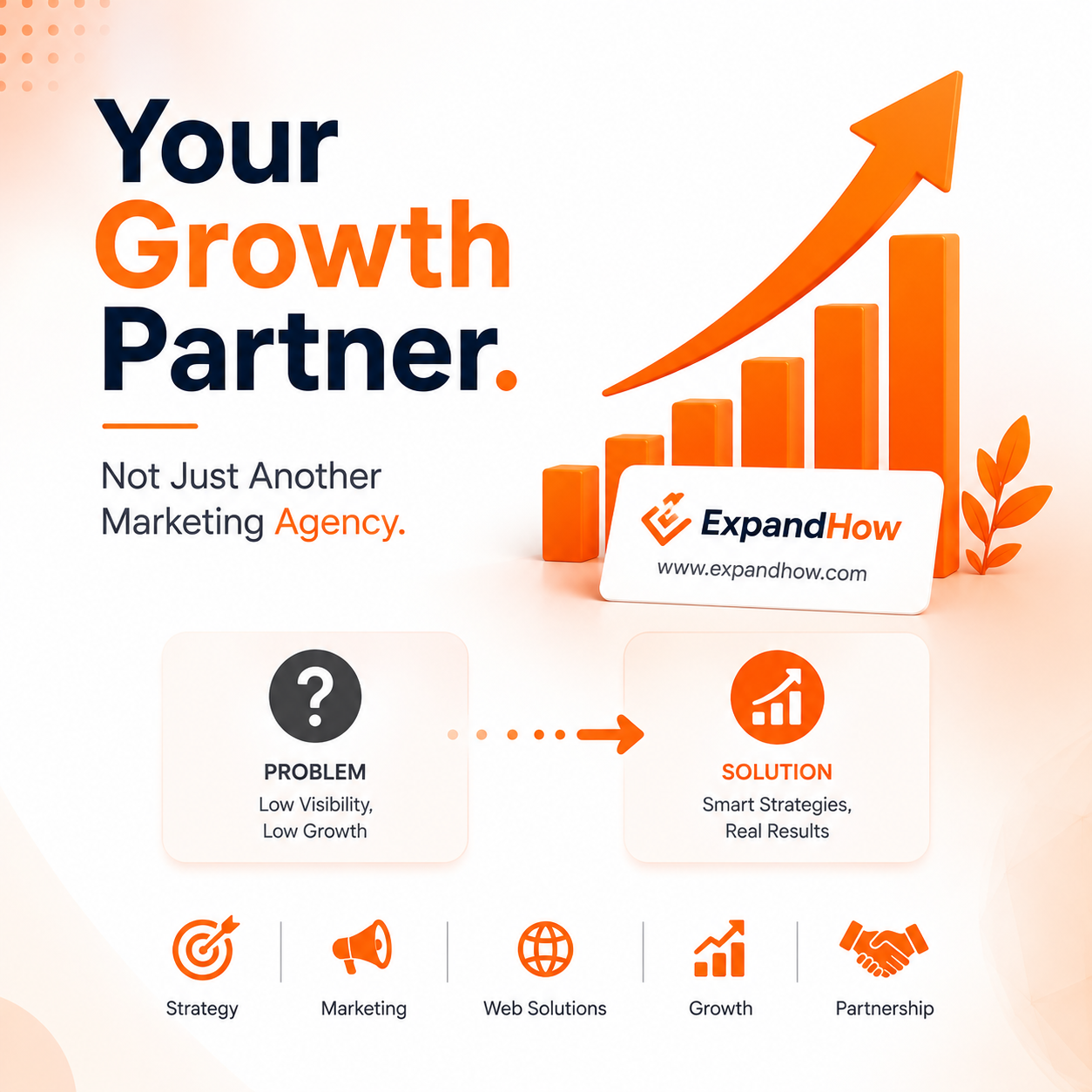 Your Growth Partner, Not Just Another Marketing Agency banner highlighting business growth, digital marketing, branding, and long-term success.